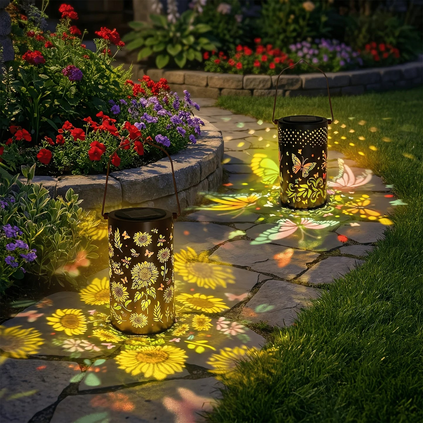 New Solar Butterfly Lantern, IP65 Waterproof Iron Garden Decoration, Upgraded Painted Butterfly Lantern, Spotlight, Solar Charging, 600mAh Nickel Battery, Suitable For Courtyard, Terrace, Backyard, Porch.