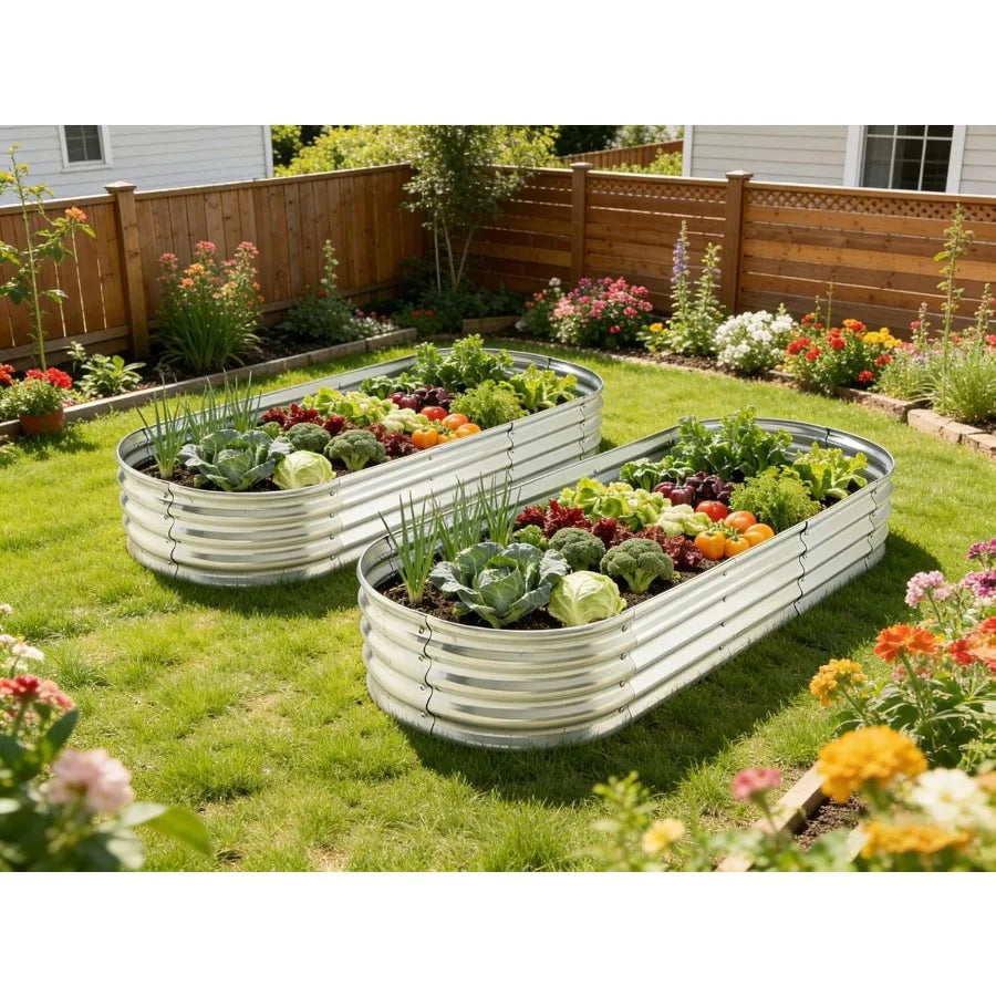 6 ft X 2 ft Raised Garden Bed Metal Elevated Planter for Vegetable Flower Herb 2pk