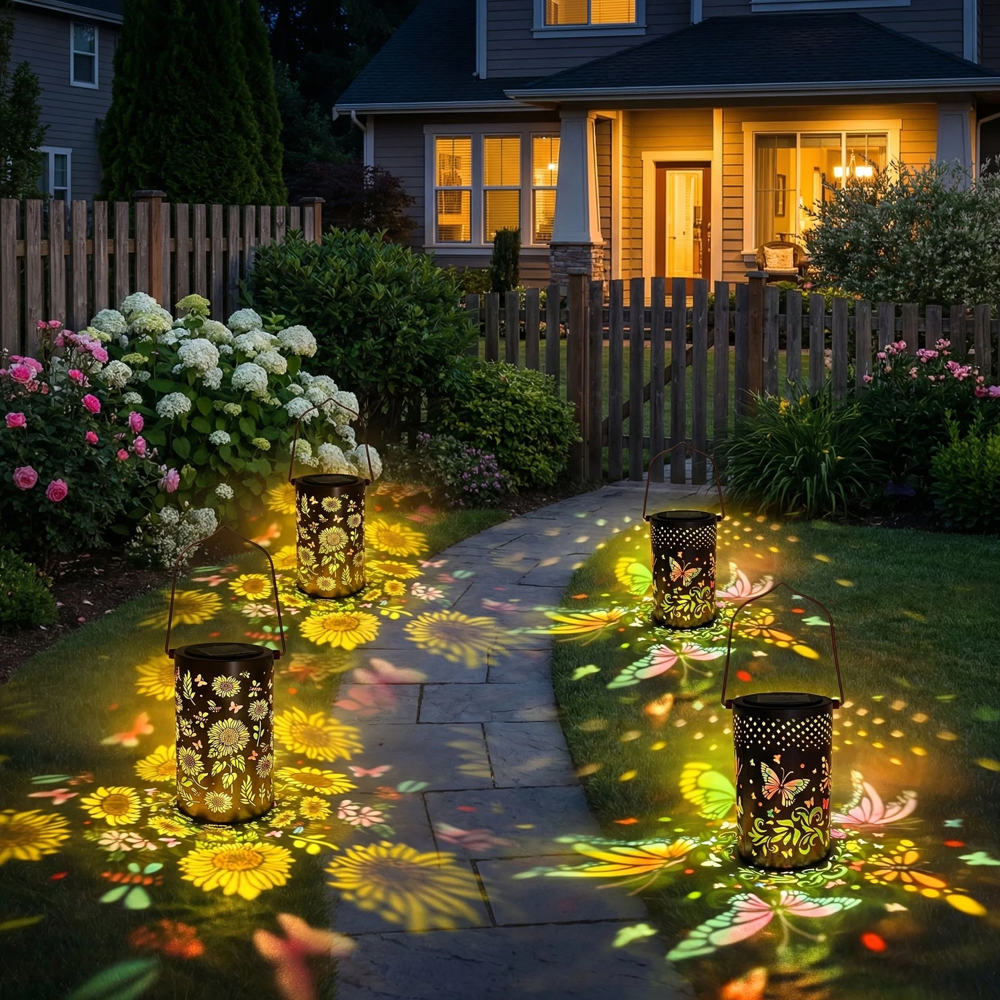 New Solar Butterfly Lantern, IP65 Waterproof Iron Garden Decoration, Upgraded Painted Butterfly Lantern, Spotlight, Solar Charging, 600mAh Nickel Battery, Suitable For Courtyard, Terrace, Backyard, Porch.