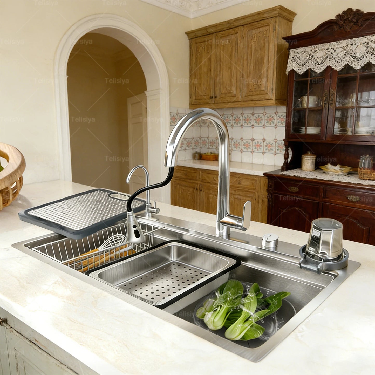 Undermount Sinks 304 Stainless Steel Kitchen Sink Embossed Single Bowl Large Dish Wash Single Slot Shipped from the US