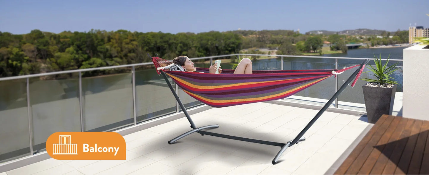 Gyroor Adjustable Stand Hammock - 600lb Capacity Stylish Hammock Bed with Storage Bag for Outdoor Relaxation