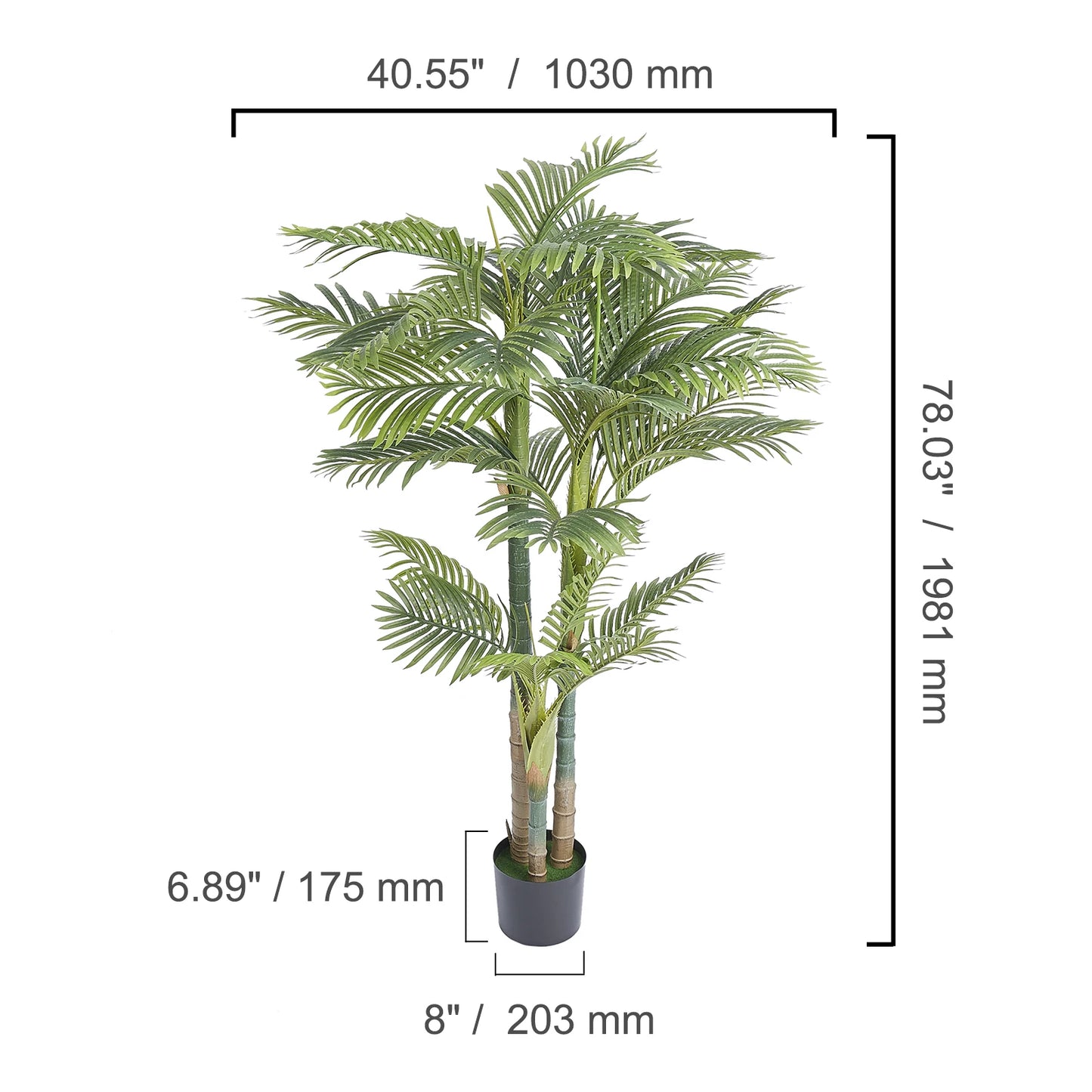 SucceBuy Artificial Palm Tree 4/5/6 FT Faux Plant Secure PE Material & Anti-Tip Tilt Protection Low-Maintenance Plant for Home