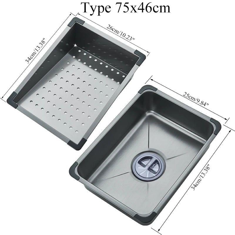 Hownifety Waterfall Sink Kitchen Stainless Steel Topmount Sink Large Single Slot Wash Basin With Multifunction Waterfall Faucet