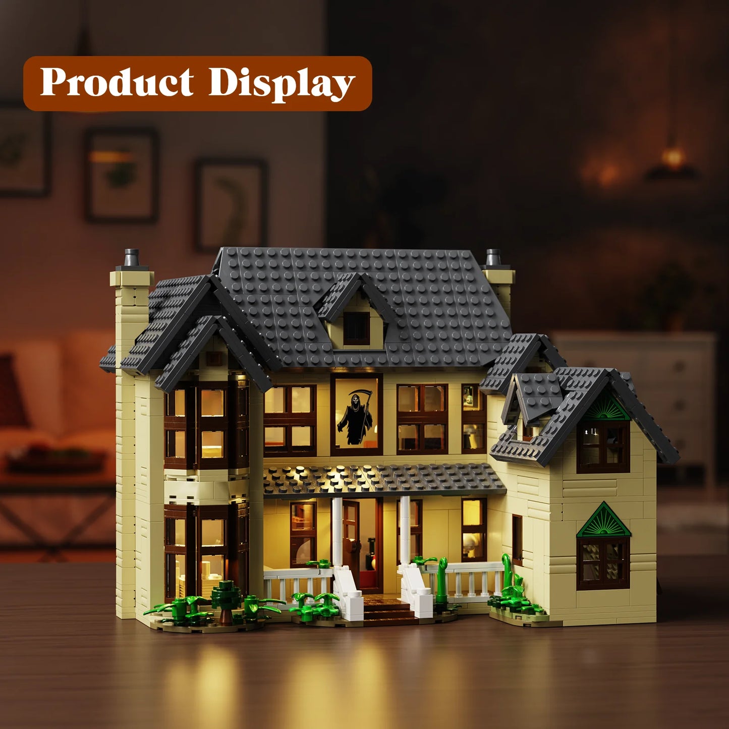 Horror House Building Block Set Home Decor Scary Movie Haunted House Model Halloween Room Decoration Gift for Man, Woman