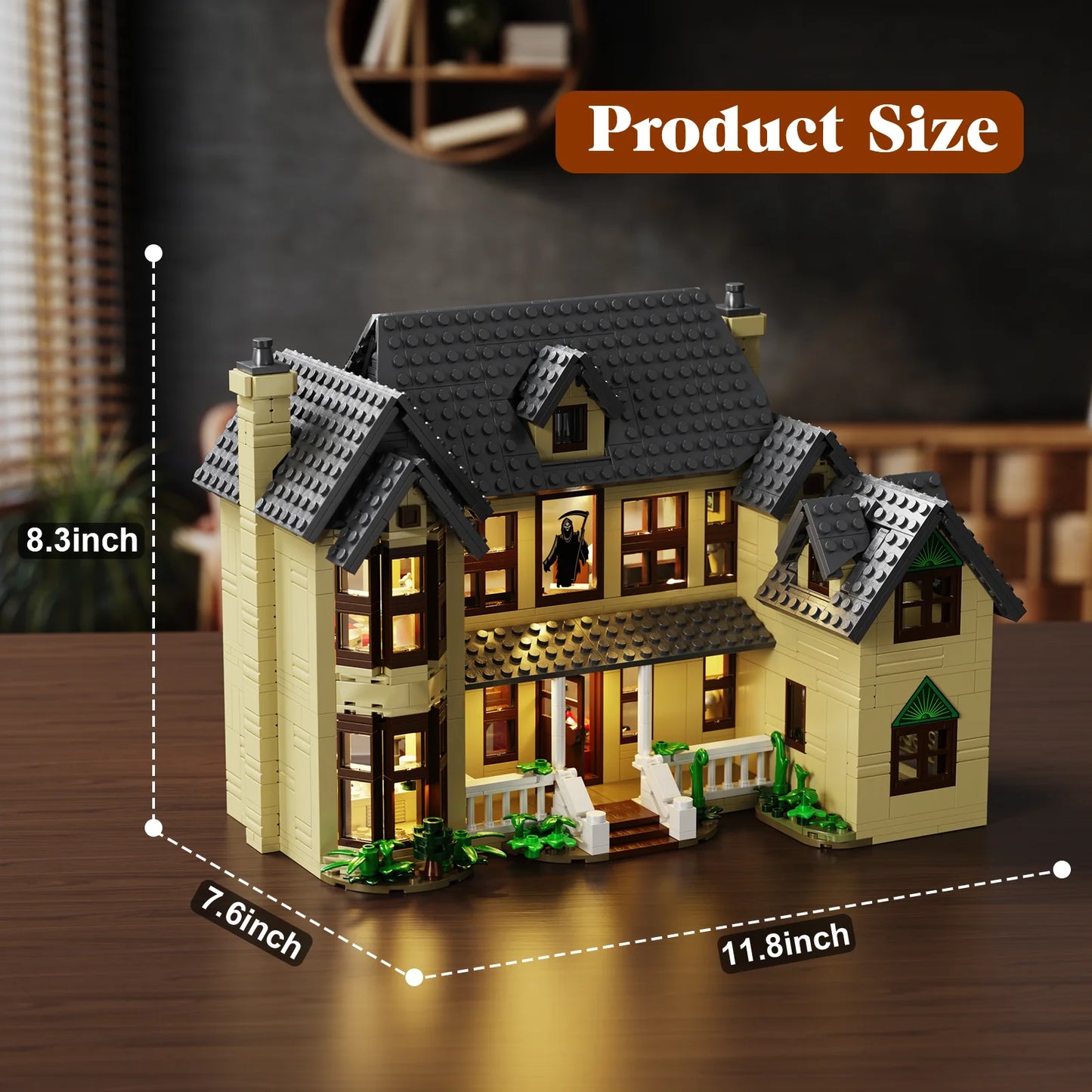 Horror House Building Block Set Home Decor Scary Movie Haunted House Model Halloween Room Decoration Gift for Man, Woman