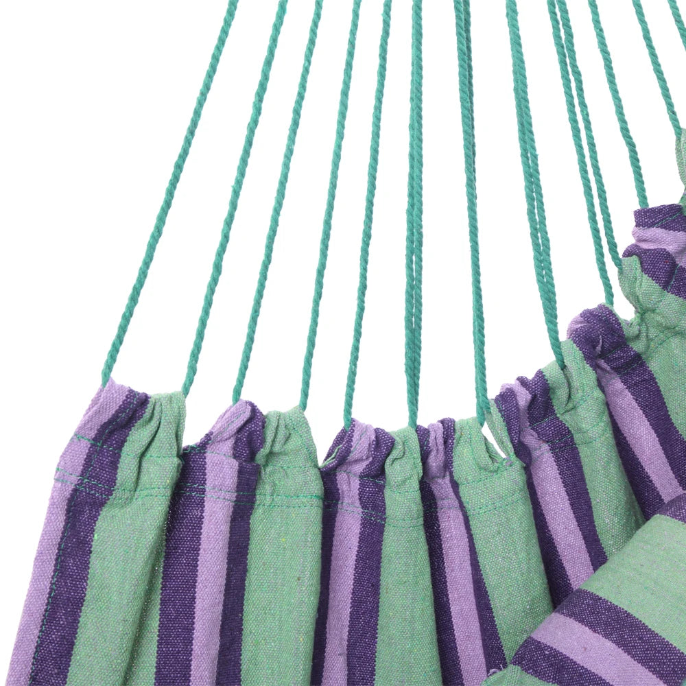 Outdoor Hanging Rope Chair Polyester Cotton with 2 Soft Pillows Green 250 Lbs Capacity for Garden Patio Porch Backyard Swing