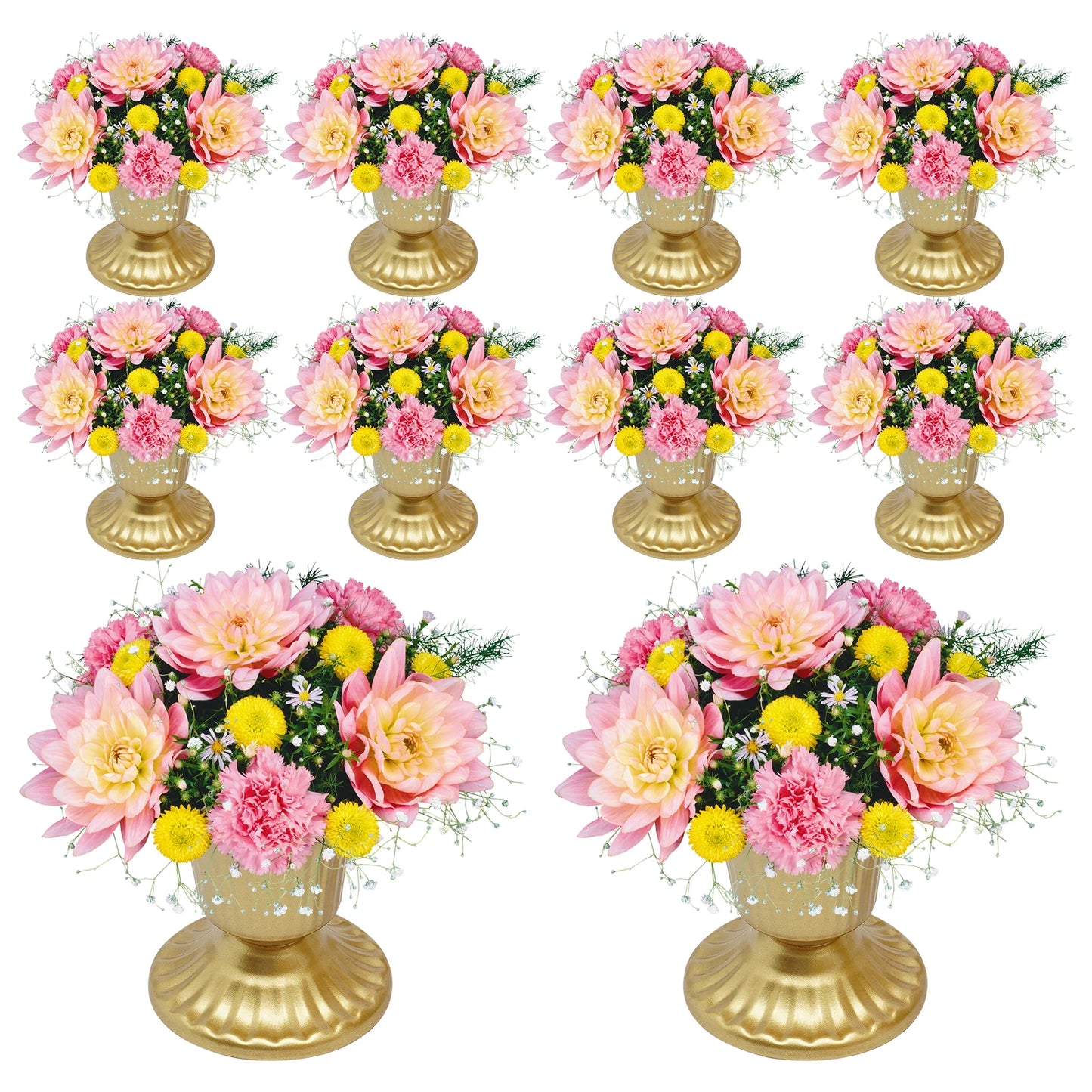 10 Pcs Gold Wedding Froral Vases Flower Holder Pot Planter for Tables Centerpieces  Party Decoration 5.9Inch/3.3inch