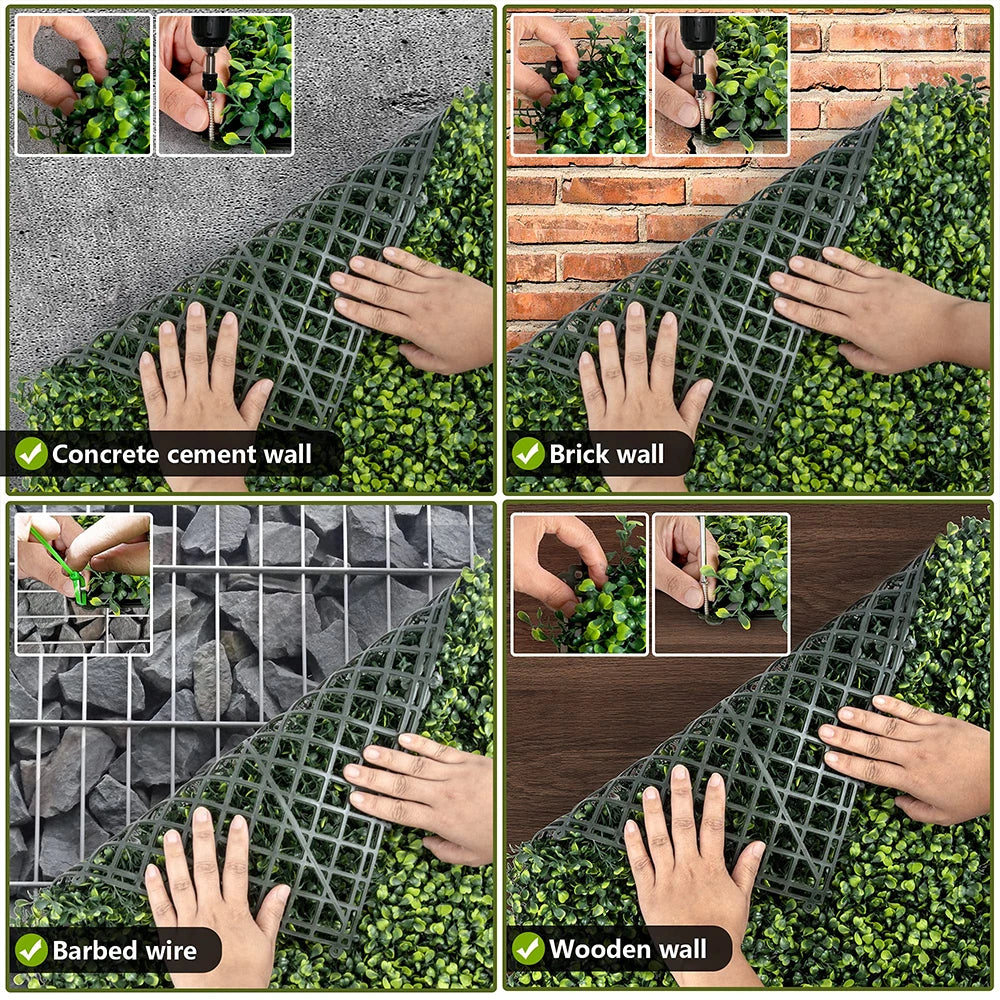 SucceBuy Artificial Plant Wall Decoration Boxwood Hedge Wall Panel Home Decor Fake Grass Backdrop Wall Privacy Hedge Screen