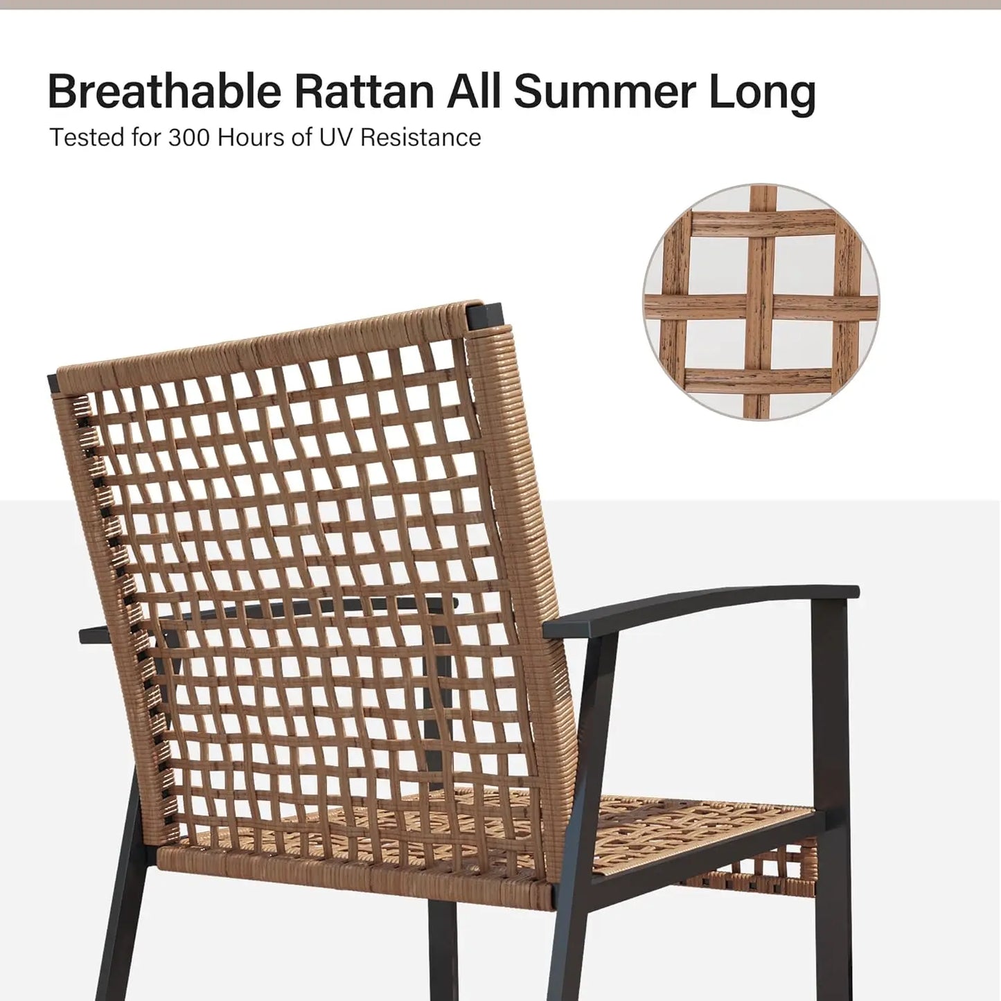 Outdoor Rattan Bistro Set, Patio Furniture Wicker Chairs Set of 2 with Deep Seating and Thick Cushions, Oversize, Customized