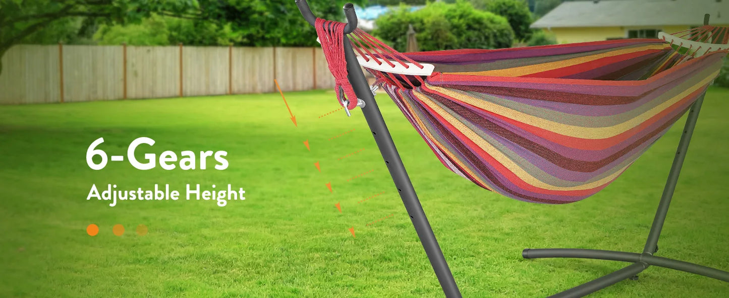 Gyroor Adjustable Stand Hammock - 600lb Capacity Stylish Hammock Bed with Storage Bag for Outdoor Relaxation