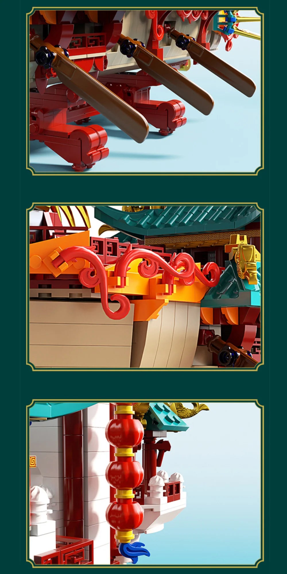 KAVOWORLD 2453PCS Chinese Dragon Boat Building Bricks Model Traditional Architecture STEM Toy Ideal Gift for Office Home Decor