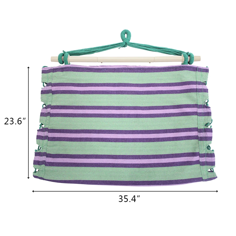 Outdoor Hanging Rope Chair Polyester Cotton with 2 Soft Pillows Green 250 Lbs Capacity for Garden Patio Porch Backyard Swing