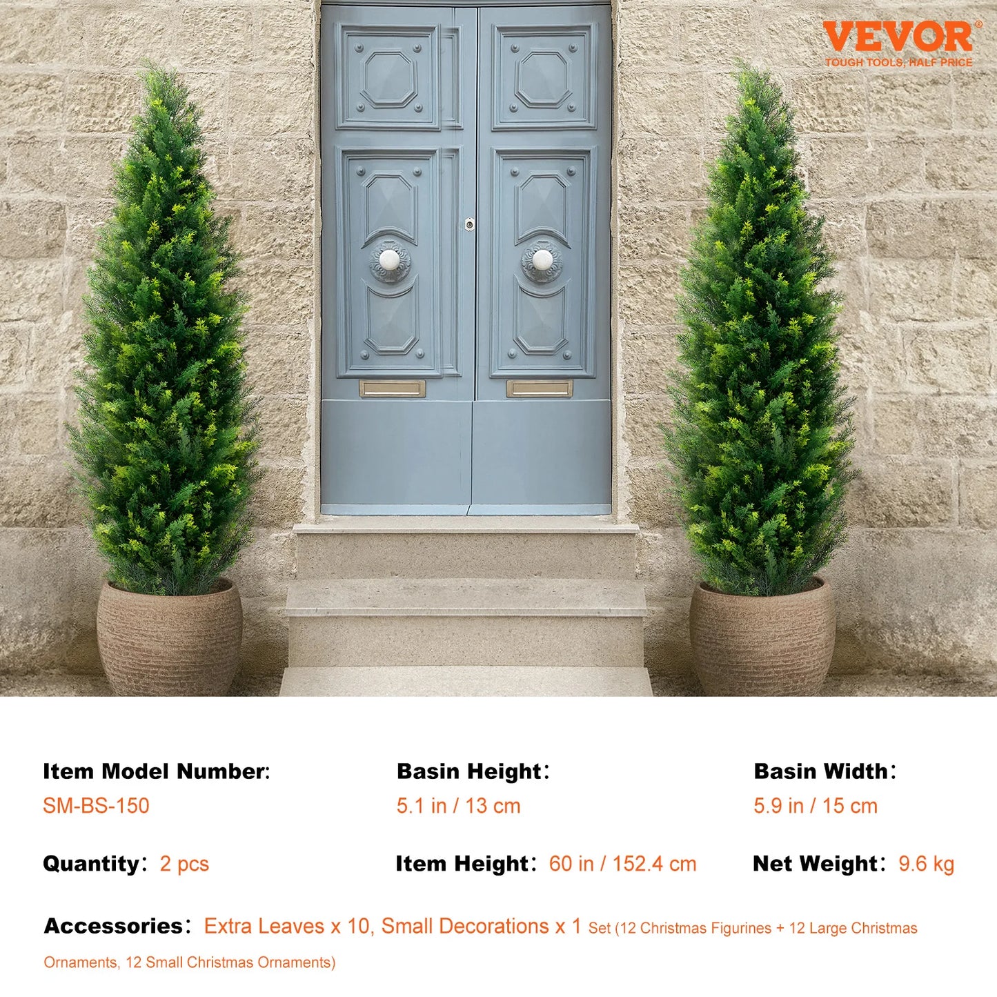 SucceBuy Artificial Cedar Topiary Tree Evergreen Fake Pine Cypress Trees Plant Artificial Greenery Set for Home Decor Outdoor