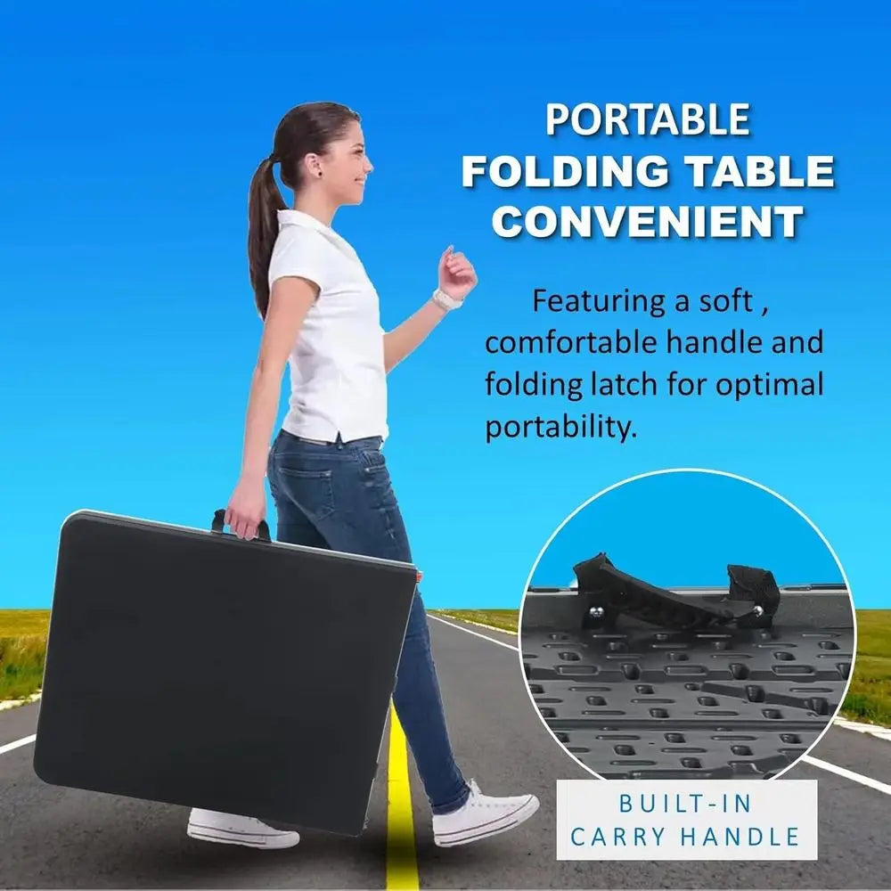 Portable Folding Table 6ft Heavy Duty Plastic Collapsible Table with Carrying Handle Outdoor Indoor Dining Table or Camping and