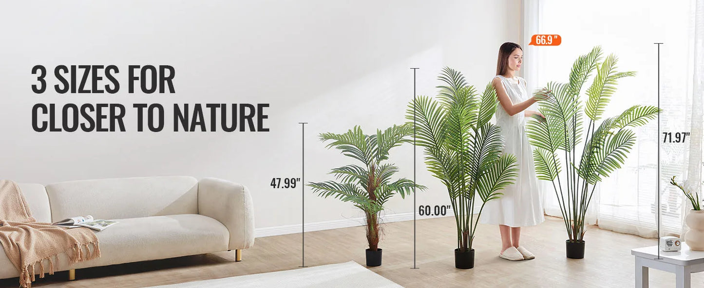 SucceBuy Artificial Palm Tree 4/5/6 FT Faux Plant Secure PE Material & Anti-Tip Tilt Protection Low-Maintenance Plant for Home