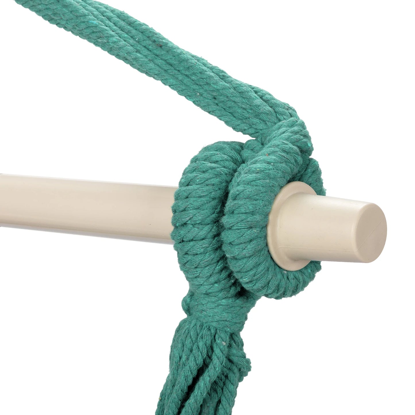 Outdoor Hanging Rope Chair Polyester Cotton with 2 Soft Pillows Green 250 Lbs Capacity for Garden Patio Porch Backyard Swing
