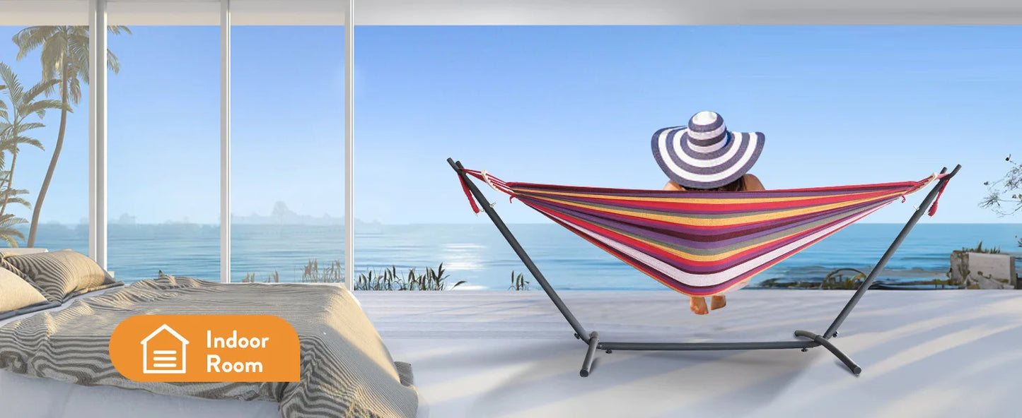 Gyroor Adjustable Stand Hammock - 600lb Capacity Stylish Hammock Bed with Storage Bag for Outdoor Relaxation