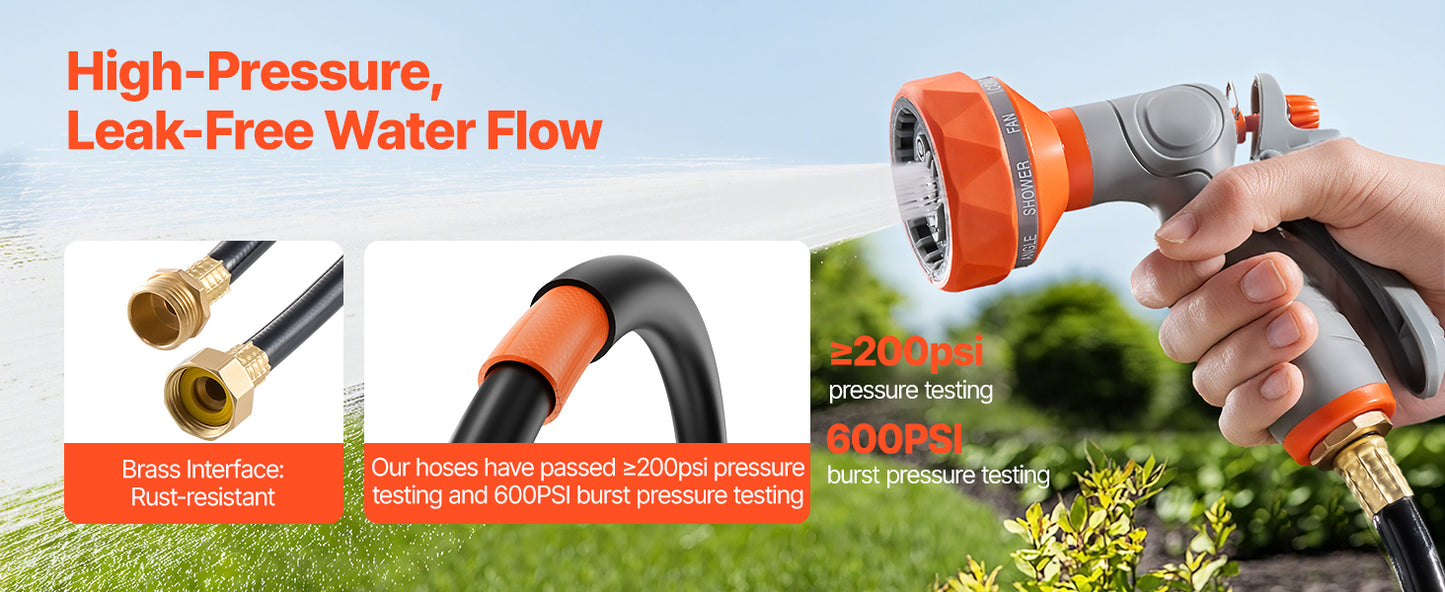 SucceBuy Retractable Garden Hose Reel Wall Mounted Hose Reel Heavy Duty Garden Hose Reel with 9Pattern Nozzle 180°Swivel Bracket